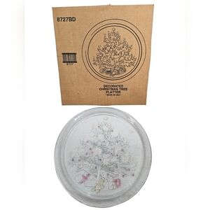 Home Interiors & Gifts Round Glass Christmas Tree Serving Platter Tray 13" Boxed